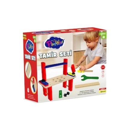 PlayWood Set veglash riparimi prej druri me tavolinë pune