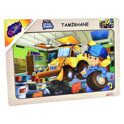 PlayWood Wooden puzzle Car Service, 20 pieces (4 models)