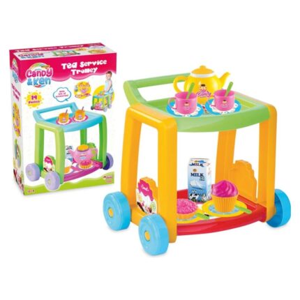 Dede Candy &amp; Ken tea serving trolley with accessories, 14 pieces
