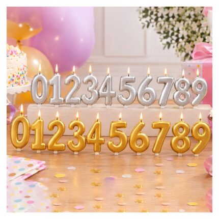 Large XXL birthday candle with number, silver or gold