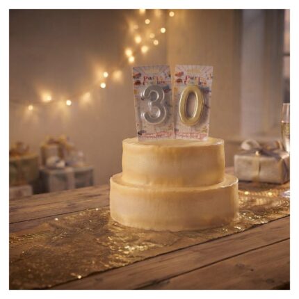 Large XXL birthday candle with number, silver or gold