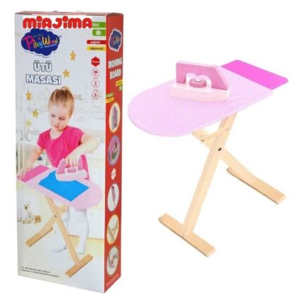 PlayWood Дрвена даска за пеглање со играчка-пегла, розева