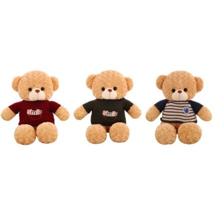 Plush teddy bear with knitted top, assortment of 3 models