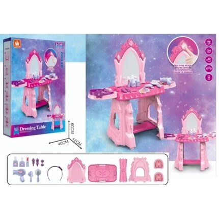 Kids' dressing table with mirror, sound and light and cosmetic accessories
