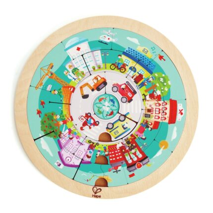 Hape Wooden double-sided puzzle Circular Flow – professions, 19 pieces
