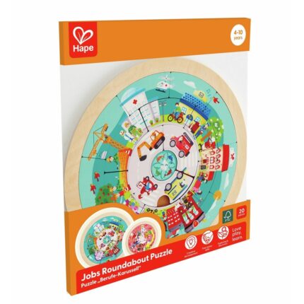 Hape Wooden double-sided puzzle Circular Flow – professions, 19 pieces