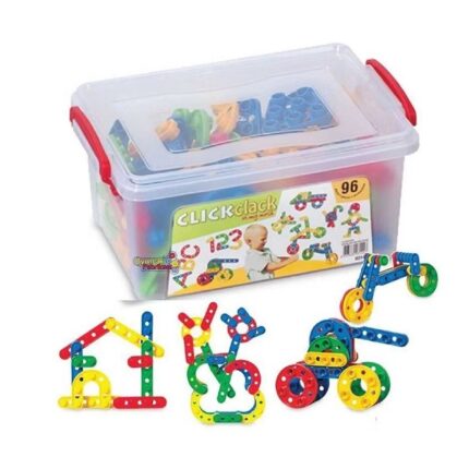 Dede Click Clack construction set in a storage box, 96 pieces