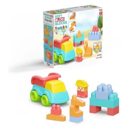 Dede Soft Bloki Truck Set soft blocks with dump truck, 24 pieces