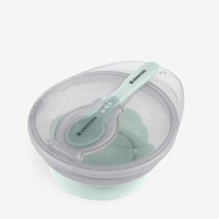 Kikka Boo Bowl with suction base, lid and spoon, 250 ml, mint