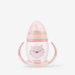 Kikka Boo Шише со рачки и силиконско клунче Happy Face, 200 ml, розево
