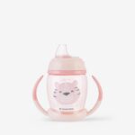 Kikka Boo Шише со рачки и силиконско клунче Happy Face, 200 ml, розево