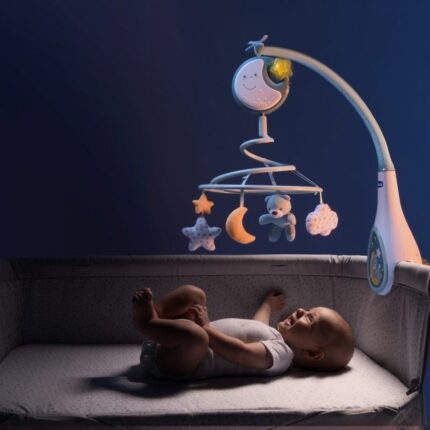 Chicco Next2Dreams crib mobile with music and night light, blue
