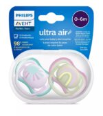 Philips Avent Çucël qetësuese ultra air 0–6 muaj, 2 copë, vjollcë dhe jeshile