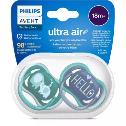 Philips Avent ultra air soother 18+ months, 2 pieces, green and blue