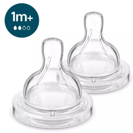 Philips Avent Anti-colic silicone bottle teat, flow 2, 1+ month, 2 pieces