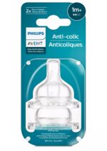 Philips Avent Anti-colic silicone bottle teat, flow 2, 1+ month, 2 pieces