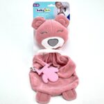 Babyjem Мека играчка-ќебенце мече со силиконска глодалка, розево
