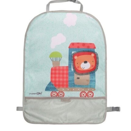 FreeON Car seat protector with pocket, train and lion motif