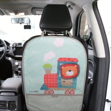 FreeON Car seat protector with pocket, train and lion motif