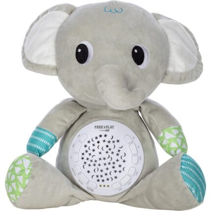 Free2Play Plush elephant with music and projector for night light, gray