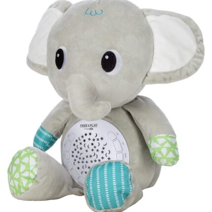 Free2Play Plush elephant with music and projector for night light, gray