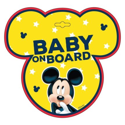 Seven Baby on board car sign Mickey Mouse, 20 x 16 cm, yellow