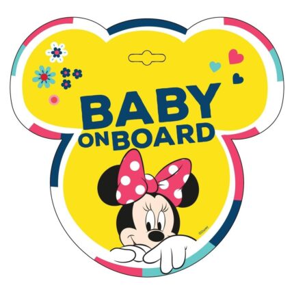 Seven Baby on board car sign Minnie Mouse, 20 x 16 cm, yellow