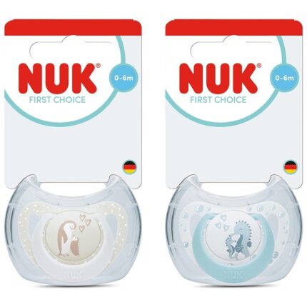 NUK Çucël qetësuese silikoni First Choice, 0–6 muaj, me kuti