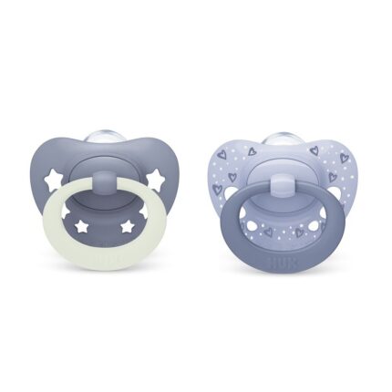 NUK First Choice Classic day and night soother set, 0–6 months, 2 pieces