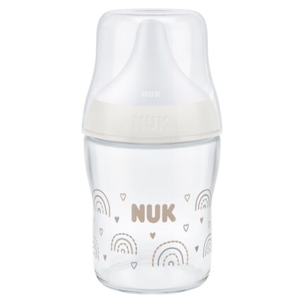NUK Perfect Match glass bottle 120 ml, with silicone teat S, 0+ months