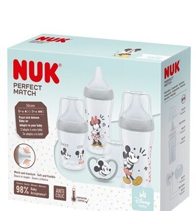 NUK Disney Perfect Match Mickey Mouse starter bottle set, with soother