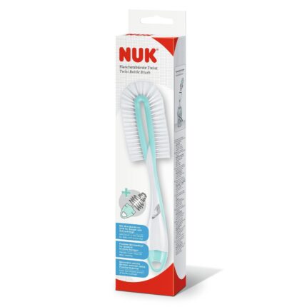 NUK Twist 2-in-1 bottle brush with mini soother brush, mint