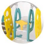 Children's playground 3 in 1 Chipolino – slide, swing and basket, turquoise/yellow