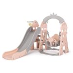 Children's playground 3 in 1 Chipolino – slide, swing and basket, pink