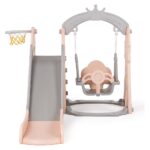 Children's playground 3 in 1 Chipolino – slide, swing and basket, pink