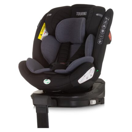 CHIPOLINO Tourino 360° i-Size car seat with ISOFIX, 40-150 cm, obsidian, STKTRN02401OB